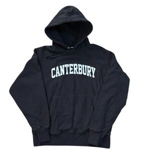 Champion Reverse Weave Canterbury Hoodie Pullover Navy/White Cotton Blend Medium